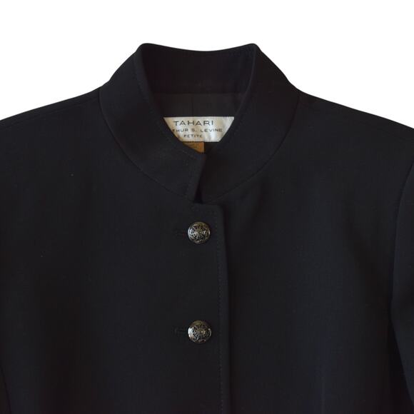 Tahari Black Petite Pantsuit Set Jacket & Pants Size 2P - Picture 3 of 10